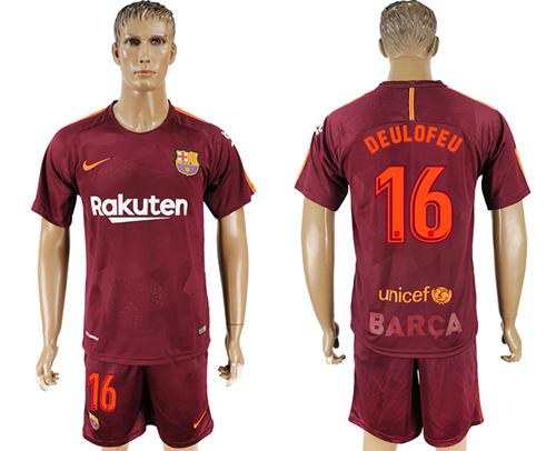 Barcelona #16 Deulofeu Sec Away Soccer Club Jersey